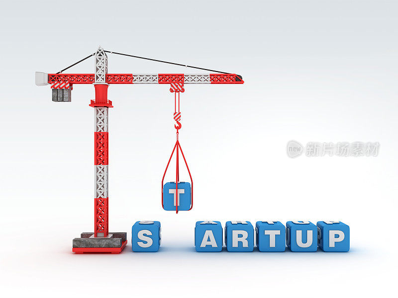 塔式起重机与STARTUP Word - 3D渲染